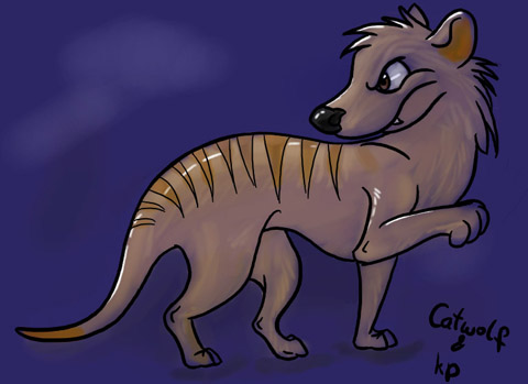 Thylacine doodle, colored by a friend