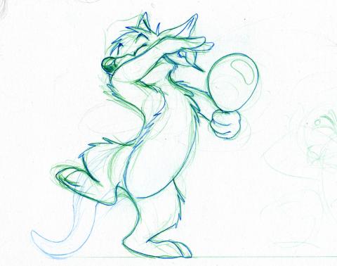 Sketch of a Kangaroo popping a balloon