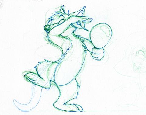 Sketch of a Kangaroo popping a balloon