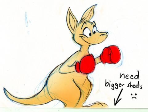 Cartoon drawing of a boxing kangaroo