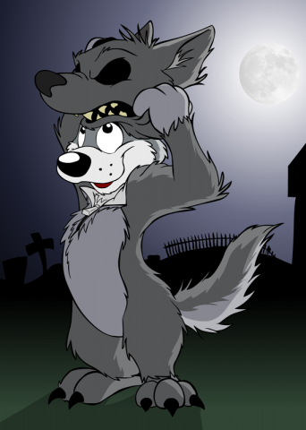 Husky dressing up as Werewolf