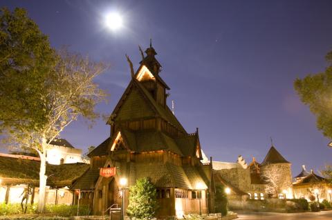 Viking Pavillon in Epcot at night