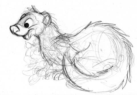 Old cartoon ferret sketch