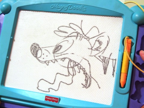 Tyler Thylacine, drawn on a magna doodle