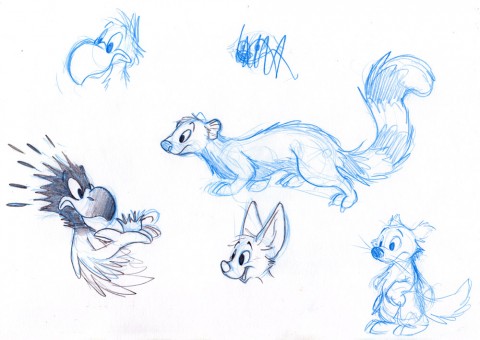 cartoon Eagle, Ring-Tailed Mongoose, Fennec and Binturong.