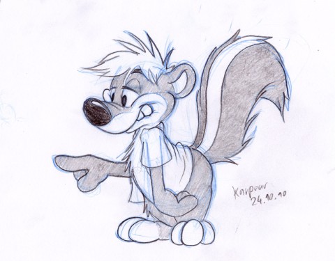 Derpy cartoon skunk