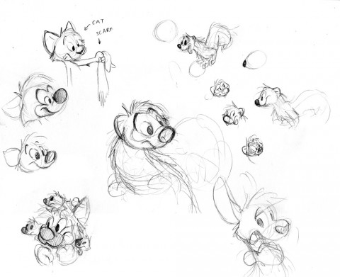Random cartoon sketches, ferret, bent-tail jr, hyena