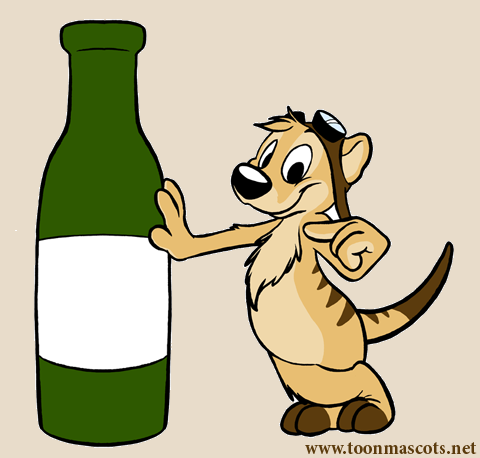 Tasman the Cartoon Thylacine with beer bottle