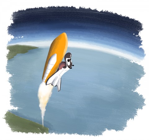 Cartoon Space shuttle Cartoon Space shuttle drawing launching into space