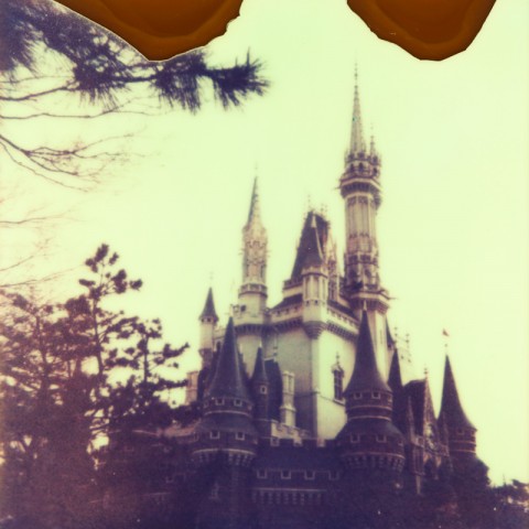 Disneyland castle in Tokyo Disneyland on Polaroid