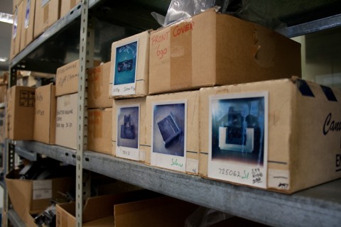SX-70 spare parts in the Impossible Polaroid factory in Enschede, Netherlands