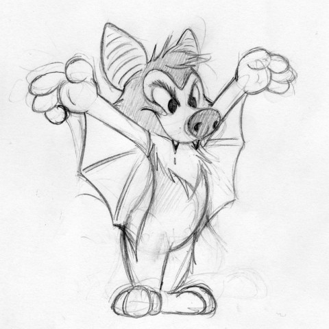 Cartoon Bat (spectacled flying fox)