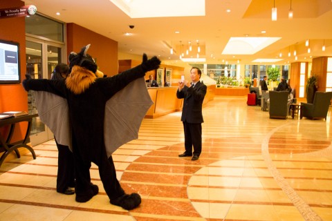 Baseball with a hotel manager.