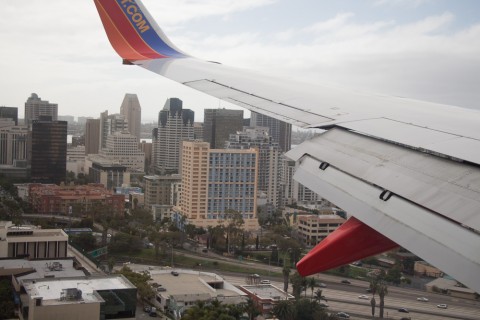 The San Diego airport is very near to the city center, giving passengers landing there a close-up view of downtown.