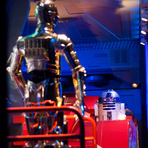R2D2 and C3PO at Star Tours.