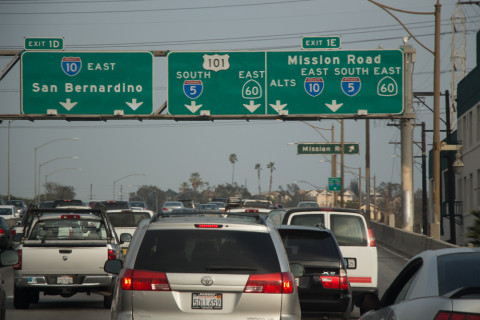 Our view form the car. LA is confusing and not fun to drive in!