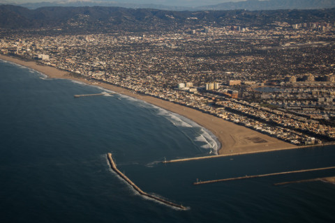Venice beach, as seen from the airplane. We were staying a bit more to the right.