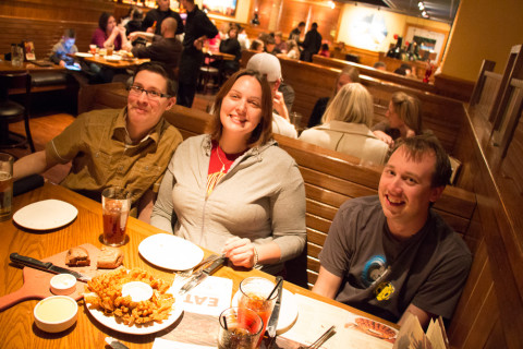 Gerret, Lisa and Chris, also blooming onion.