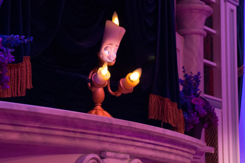 The Lumiere animatronic in the Belle's encounter attraction.