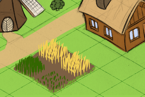A screenshot showing the different stages if the wheat crops in the game.