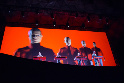 Kraftwerk with 3d projections in the background