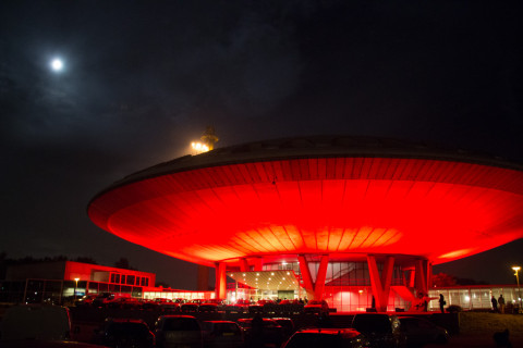 Evoluon at night.