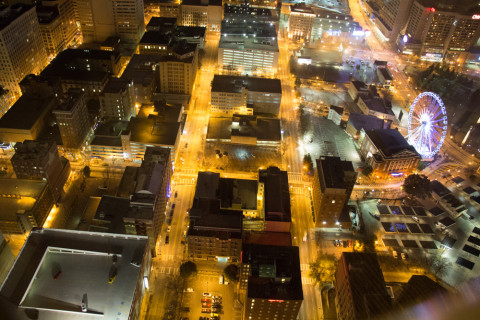 A view onto the streets of Atlanta.