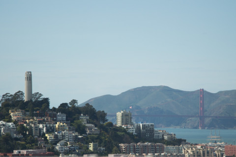Treasure island as seen from the Bay Bridge.