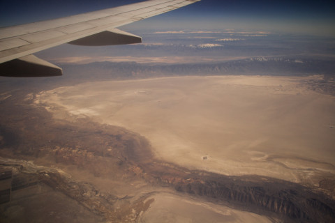 Flying over salt lakes.